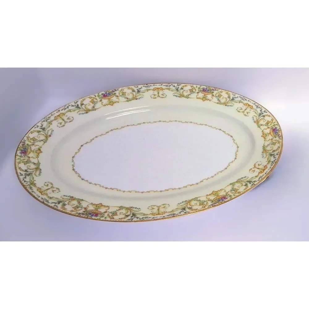 Vintage 30s Noritake Ashley Pattern Gravy Boat w Attached Underplate Fine China